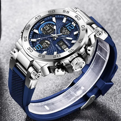 Lige New Watches For Men 50m Waterproof Clock Alarm Reloj Hombre Lcd Dual Display Wristwatch Quartz