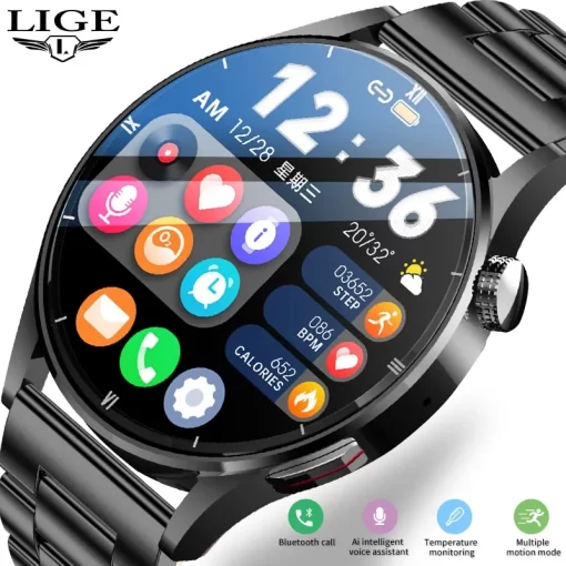 Lige Smart Watch For Men Full Touch Screen Sport Fitness Watch Man Ip67 Waterproof Bluetooth For