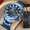 Lige Sport Watches For Men Strong Luminous Dual Display Waterproof Quartz Genuine Stainless Steel Wristwatch Relogio