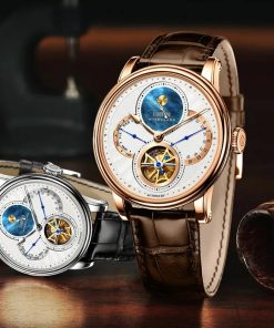 Lobinni Watch Men Automatic Gold Mechanical Watches Wristwatches Fashion Sporty Strap Chronograph Sapphire Skeleton Watch Brands 1