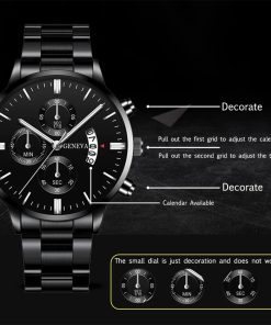 Luxury Fashion Mens Watches Men Stainless Steel Quartz Wrist Watch For Man Business Casual Leather Watch 1