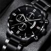 Luxury Fashion Mens Watches Men Stainless Steel Quartz Wrist Watch For Man Business Casual Leather Watch