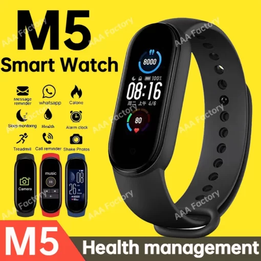 M5 Smart Watch Color Screen Step Counting Multi Sport Mode Message Reminder Photography Music Remote Control