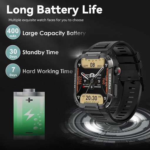 Melanda 1 85 Outdoor Military Smart Watch Men Bluetooth Call Smartwatch For Xiaomi Android Ios Ip68 2