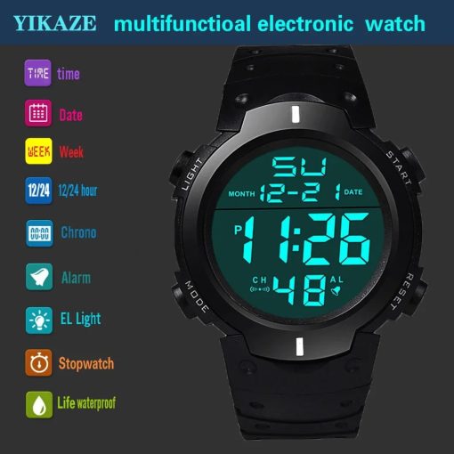 Men Sport Led Watches Top Brand Men Digital Clock Multi Functional Rubber Man Fitnes Athlete Timekeeping 4