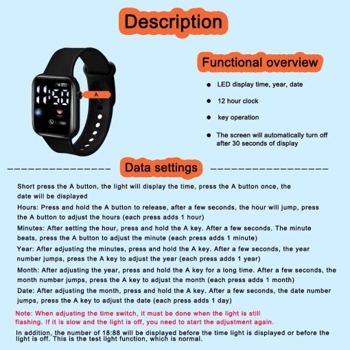 Men Sport Watch Military Sports Watch Waterproof Luminous Led Digital Kids Watch Big Dial Student Electronic 3