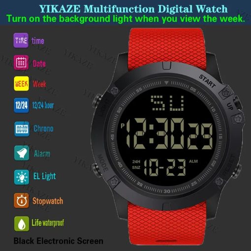 Men Sport Watch Multifunction Military Sports Watch Waterproof Luminous Led Digital Kids Watch Big Dial Student 9