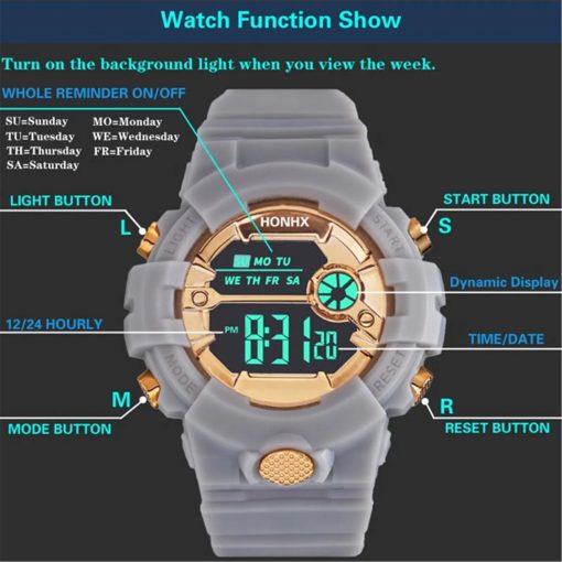 Men Sport Watch Multifunction Military Sports Watch Waterproof Luminous Led Digital Kids Watch Big Dial Student 6