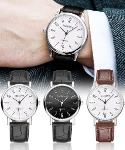 Mens 2023 Classic Wristwatch Men Vintage Design Watches Leather Strap Wrist Watch Quartz Analog Watch For