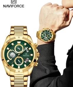 Naviforce 2022 New Watch For Men Luxury Gold Fashion Quartz Clock Analog Chronograph Sport Waterproof Stainless 1