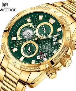 Naviforce 2022 New Watch For Men Luxury Gold Fashion Quartz Clock Analog Chronograph Sport Waterproof Stainless