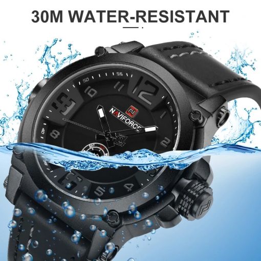 Naviforce Fashion Sport 3atm Waterproof Date Week Quartz Leather Men Watch Male Clock Hour Time Relogio 2