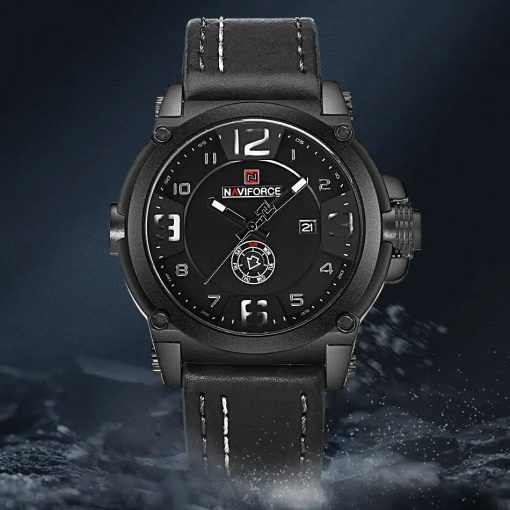 Naviforce Fashion Sport 3atm Waterproof Date Week Quartz Leather Men Watch Male Clock Hour Time Relogio 3