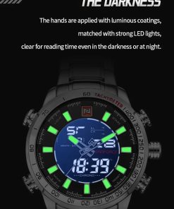 Naviforce Fashion Sport Chronograph Watch For Men Military Waterproof Light Digital Wristwatches Stainless Steel Male Clock 1