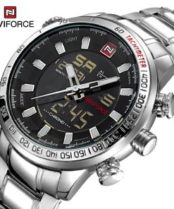 Naviforce Fashion Sport Chronograph Watch For Men Military Waterproof Light Digital Wristwatches Stainless Steel Male Clock