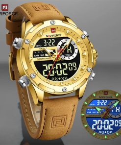 Naviforce Luxury Brand Original Watches For Men Casual Sports Chronograph Alarm Quartz Wrist Watch Leather Waterproof