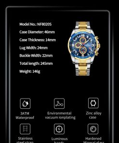 Naviforce Men Watch Sport Man Wristwatch Top Brand Luxury Blue Military Chronograph Gold Stainless Steel Quartz 1