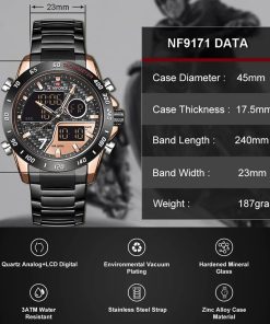 Naviforce Men S Watches Fashion Digital Sports Male Wrist Watch Stainless Steel Waterproof Quartz Analog Clock 1