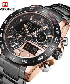 Naviforce Men S Watches Fashion Digital Sports Male Wrist Watch Stainless Steel Waterproof Quartz Analog Clock