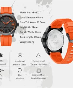 Naviforce Top Luxury Brand Quartz Watch Men Silicone Strap Military Watches 30atm Waterproof Wristwatch Relogio Masculino 1