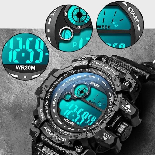 New Men Led Digital Watches Luminous Fashion Sport Waterproof Watches For Man Date Army Military Clock 1