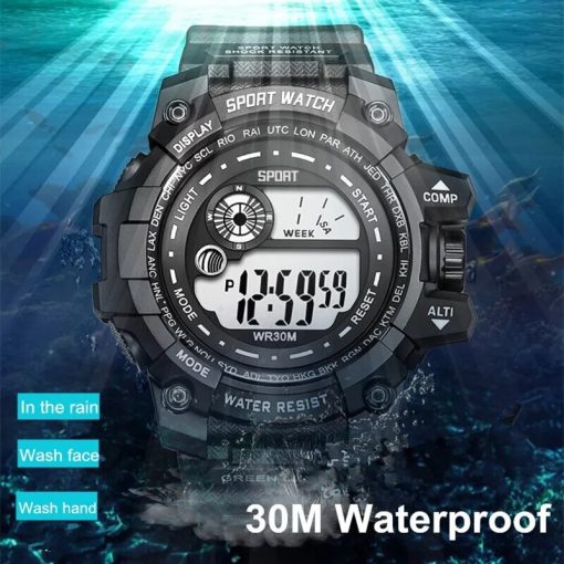 New Men Led Digital Watches Luminous Fashion Sport Waterproof Watches For Man Date Army Military Clock 2