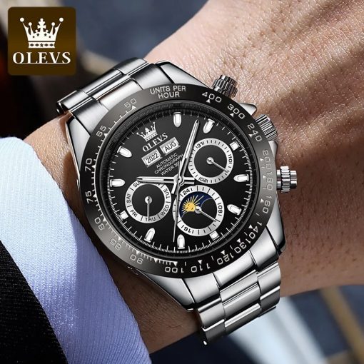 Olevs Automatic Mechanical Watch For Men Top Brand Original Stainless Steel Luminous Waterproof Date Man Wrist 2