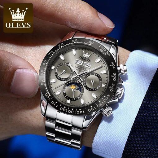 Olevs Automatic Mechanical Watch For Men Top Brand Original Stainless Steel Luminous Waterproof Date Man Wrist 3