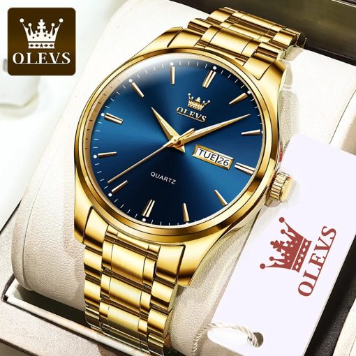 Olevs Original Brand Men S Watch Stainless Steel Big Face Casual Dress Wrist Watch Quartz Analog 1