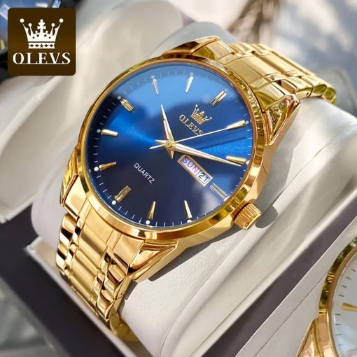 Olevs Original Brand Men S Watch Stainless Steel Big Face Casual Dress Wrist Watch Quartz Analog 4