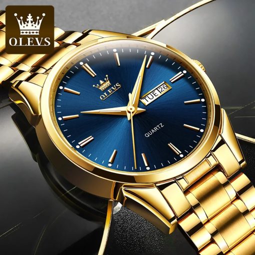 Olevs Original Brand Men S Watch Stainless Steel Big Face Casual Dress Wrist Watch Quartz Analog