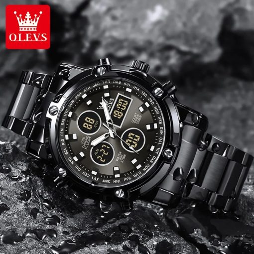 Olevs Original Brand Men S Watches Waterproof Trendy Electronic Watch Multifunctional Led Luminous Fashion Stainless Steel 1