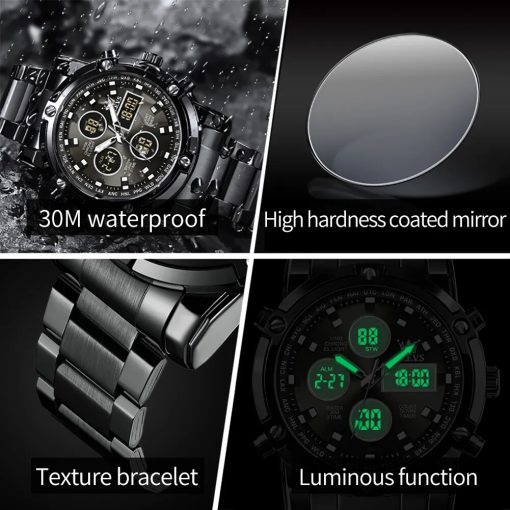 Olevs Original Brand Men S Watches Waterproof Trendy Electronic Watch Multifunctional Led Luminous Fashion Stainless Steel 3