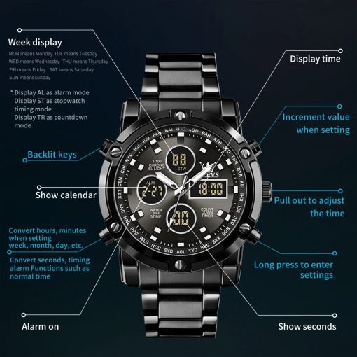 Olevs Original Brand Men S Watches Waterproof Trendy Electronic Watch Multifunctional Led Luminous Fashion Stainless Steel 5