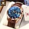 Olevs Top Luxury Brands Men S Watches Multifunctional Luminous Waterproof Leather Strap Quartz Watch Fashion Business