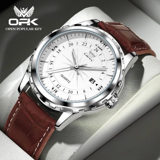 Opk Elite Men S Quartz Watch Fashion Business Waterproof Luminous Men S Watch Luxury Breathable Leather