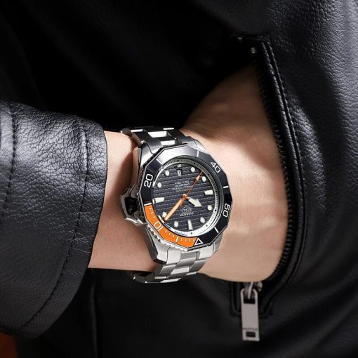 Oupai 2023 New Arrival Sport Automatic Diving Watch 1 4 Orange Ceramic Bezel Waterproof Wristwatch Men 1