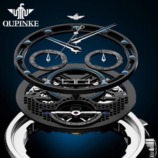 Oupinke Automatic Mechancial Watch For Men Luxury Swiss Certificated Brand Men S Wristwatches Skeleton Hollow Fashion 3