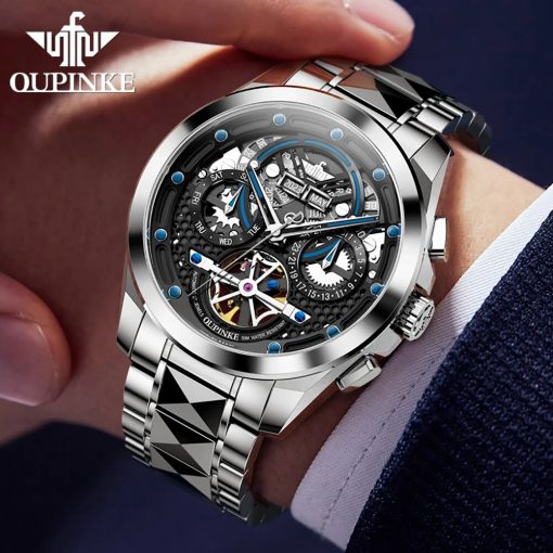 Oupinke Automatic Mechancial Watch For Men Luxury Swiss Certificated Brand Men S Wristwatches Skeleton Hollow Fashion 5