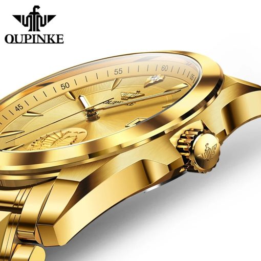 Oupinke Swiss Certification Automatic Mechanical Watch Men Luxury Top Brand Real Gold Real Diamond Sapphire Mirror 3