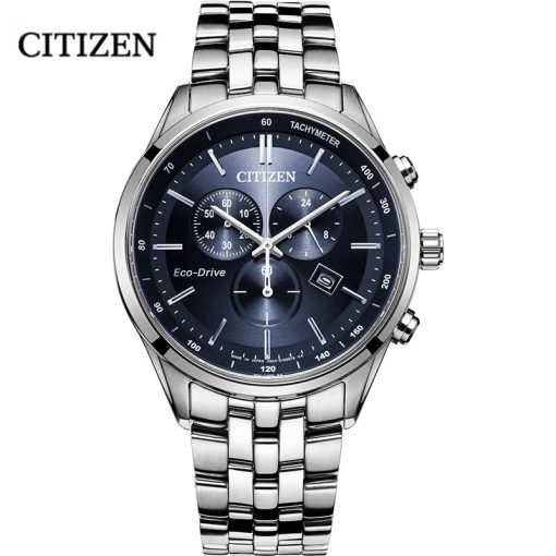 Original Citizen Ecology Drive Watch Men S Three Eye Chronograph Blue Plate Steel Belt Business Watch 6