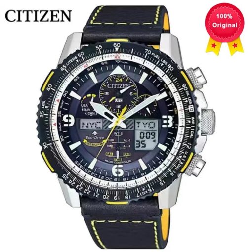 Original Citizen Jy8078 01l Light Powered Blue Angel Ii Radio Controlled Watch Business Belt Men Watches