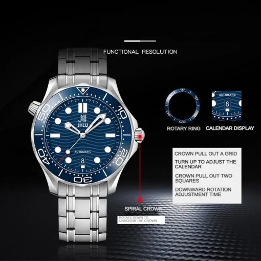 Original Jhlu 2023 New Automatic Watch Men S Mechanical Watch Waterproof Ceramic Ring Luminous Men S 2