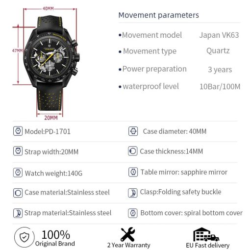 Pagani Design Men S Watches 2023 New Luxury Quartz Watch For Men Vk63 Waterproof Chronograph Ar 4