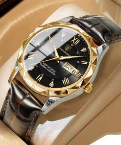 Poedagar Luxury Business Man Wristwatch Waterproof Luminous Date Week Men Watch For Men Quartz Clock Leather