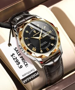 Poedagar Luxury Business Man Wristwatch Waterproof Luminous Date Week Men Watch For Men Quartz Clock Leather