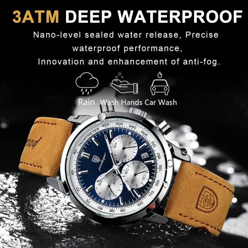 Poedagar Luxury Man Watch High Quality Waterproof Chronograph Luminous Men S Wristwatch Leather Men Quartz Watches