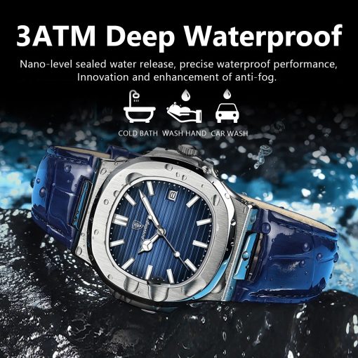 Poedagar Luxury Man Wristwatch Waterproof Luminous Date Leather Men S Watches Sports Square Men Watch Casual