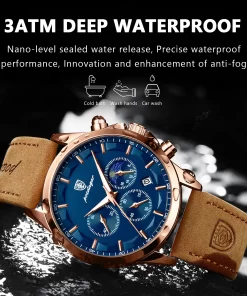 Poedagar Men Quartz Watch Luxury Sports Waterproof Chronograph Luminous Date Man Wristwatch Business Leather Men S 1