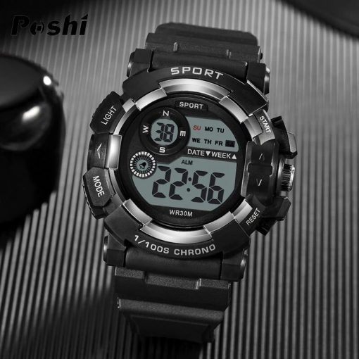 Poshi Digital Watch Luxury Sports Wristwatch Luminous Stopwatch Alarm Clock With Date Week Electronic Movement Men 5